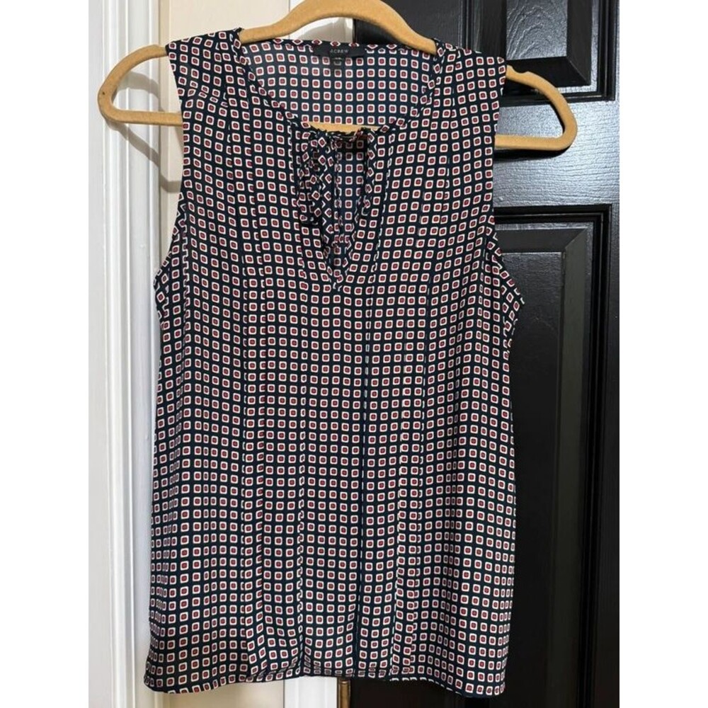 J.Crew Sleeveless Geometric Tie-Neck Blouse XS
